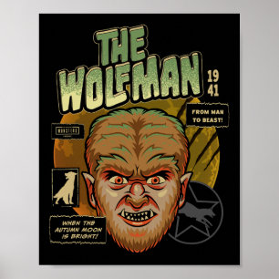 Poster Monstros Universais O Lobo Vintage Halloween