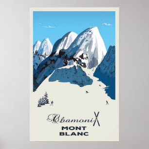 Poster Mont Blanc, Chamonix, Ski