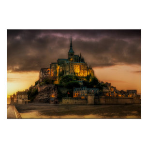 Póster Mont Rua Michel Island Church Normandia
