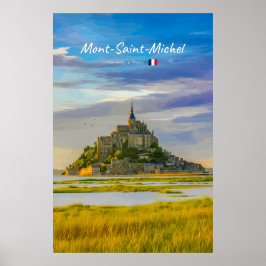 Poster Mont-Saint-Michel, França - Abadia Medieval