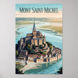 Poster Mont-Saint-Michel França Ilustração Arte Viagem