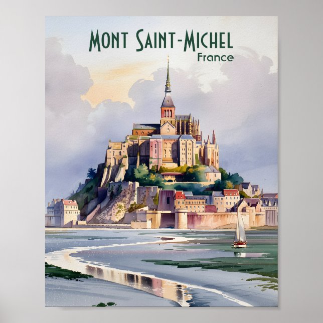 Poster Mont Saint-Michel France Impressionist Watercolor (Frente)