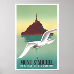 Poster Mont Saint Michel France vintage travel