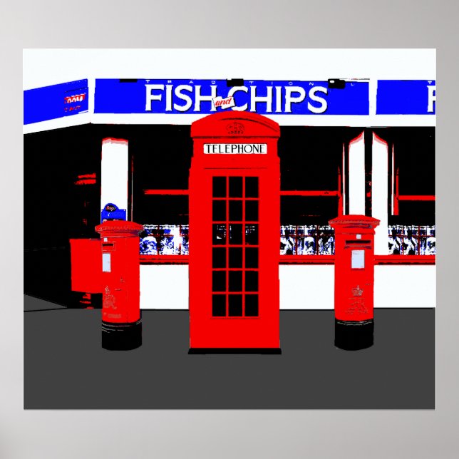 Póster Montagem de Ícones Ingleses (Frente)