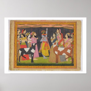 Póster Montagem de levantamento Govardhana de Krishna,