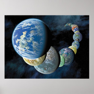Póster Montagem de Planeta Alien de Novos Mundos Estranho