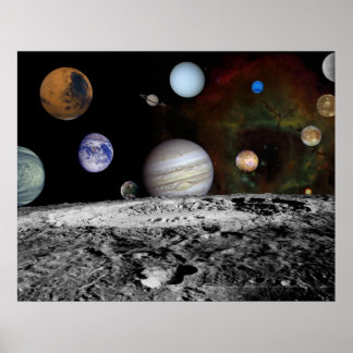 Póster Montagem do sistema solar