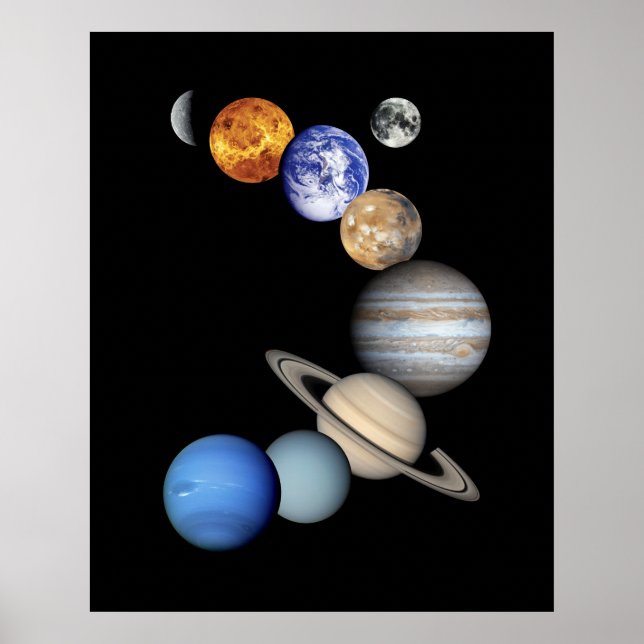 Poster Montagem do Sistema Solar (Frente)