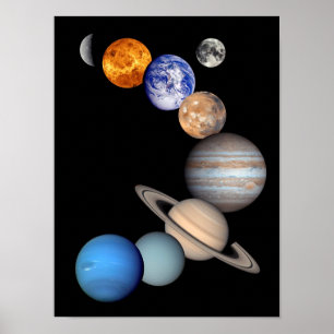 Poster Montagem do Sistema Solar Fotos de Planetas JPL