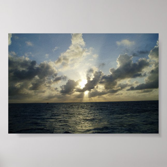 Póster Montagem do Sol em Grand Cayman (Frente)