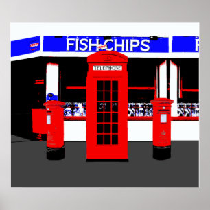 Póster Montagem inglês dos ícones