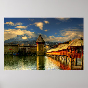 Póster Montagem Pilatus da ponte da capela da suiça da