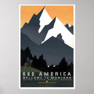 Poster Montana América Estados Unidos Montanhas Rochosas