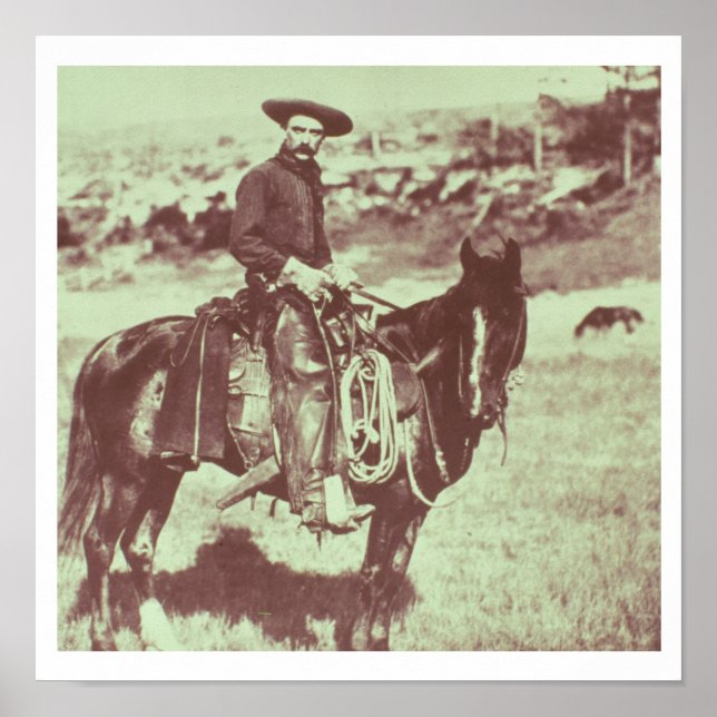 Póster Montana Cowboy, c.1880 (foto b/c) (Frente)
