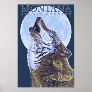 Poster Montana -- Lobo grande de CountryHowling do céu