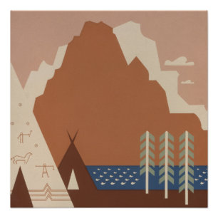 Póster Montana State WPA Viagem AD, Native American Poste