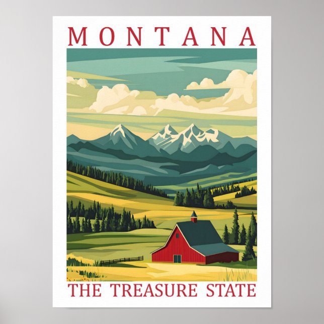 Poster Montana the Treasure State USA Viagem Place (Frente)