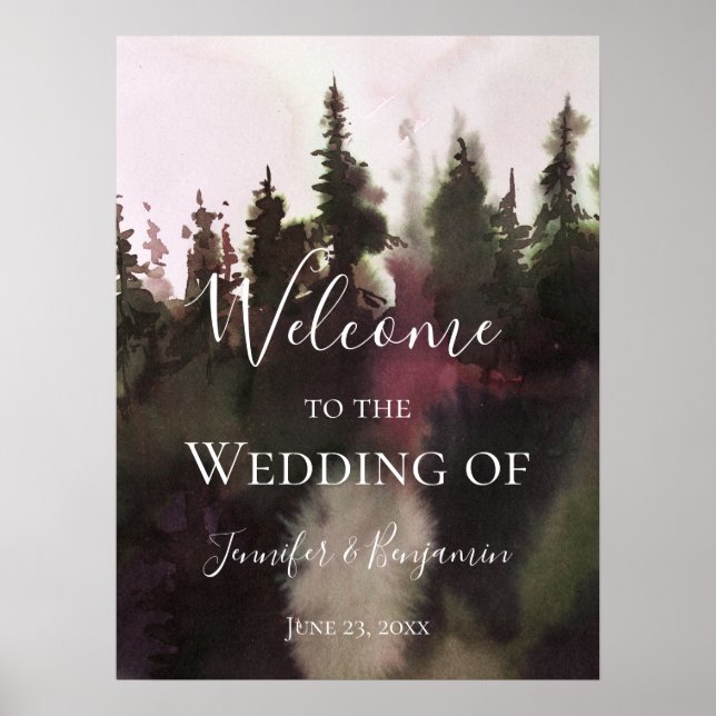 Poster Montanha Alpina Bem-vindo ao Nosso Casamento | (Frente)