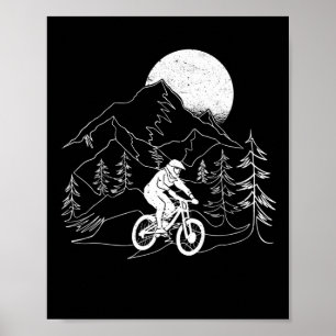 Poster Montanha - Bike MTB Descida Vintage Mountain Biker