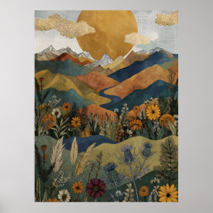 Poster Montanha Celestial Boho Vale do Rio Cardo