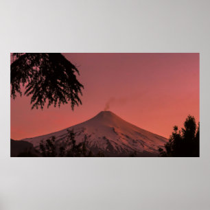 POSTER MONTANHA COBERTA COM NEVE DURANTE A HORA DO OURO