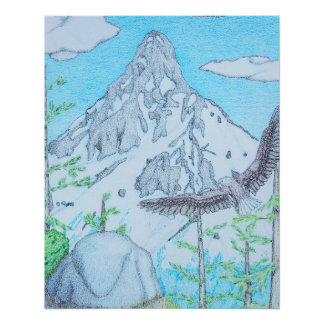 Póster Montanha Cobiçada de Neve & Águia