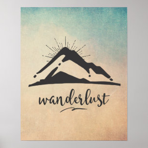 Póster Montanha com raios solares - Tipografia de Wanderl