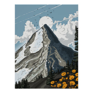Póster Montanha da Suíça Coberto de Neve