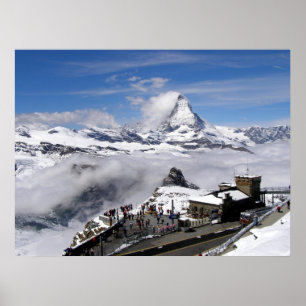 Póster Montanha de Matterhorn e estação de Gornergrat
