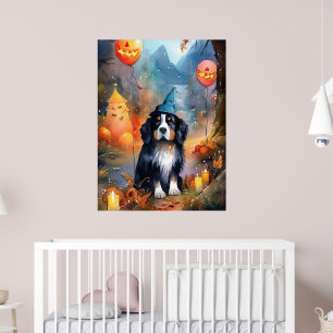 Poster Montanha do Halloween Bernese com Pumpkins assusta