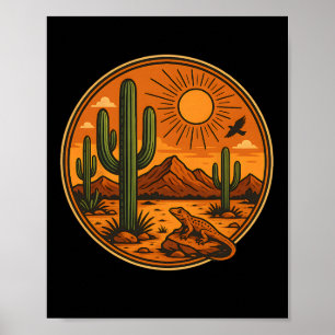 Poster Montanha do Nascer do Sol Natureza Retro Caminhada