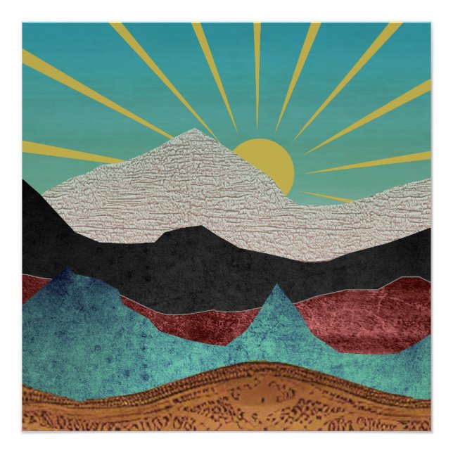 Póster Montanha Fantasia Sunrise (Frente)
