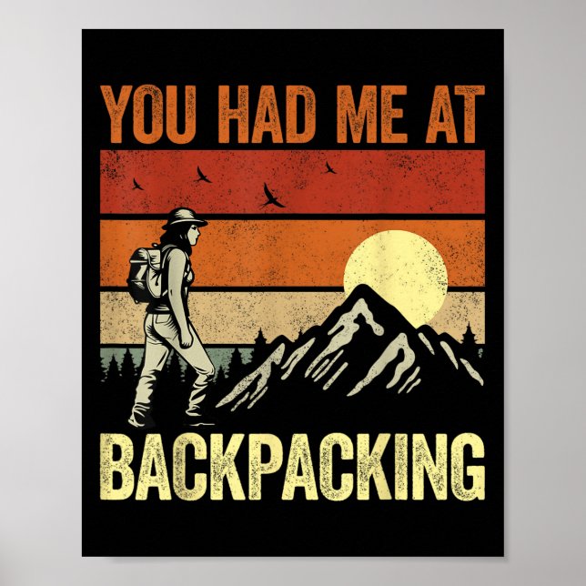 Poster Montanha Hiker Backpacker Retro - Você Me Teve No  (Frente)