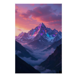 Póster Montanha Iridescente Sunset