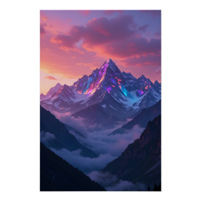 Póster Montanha Iridescente Sunset (Frente)