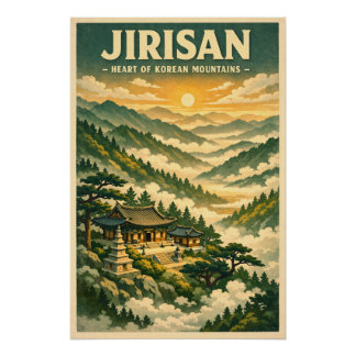 Póster Montanha Jirisan, Coreia do Sul, em um clássico re
