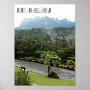 Poster Montanha Kinabalu e selva de Borneo