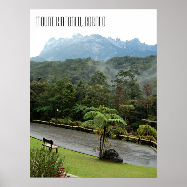 Poster Montanha Kinabalu e selva de Borneo (Frente)