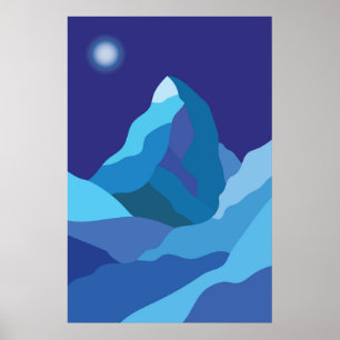 Poster Montanha Matterhorn. Noite de inverno