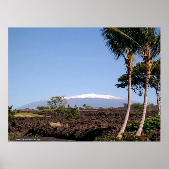 Poster Montanha Mauna Kea com Capas de Neve (Frente)