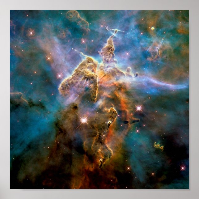 Poster Montanha Mística da Nebulosa Carina Foto Espacial  (Frente)