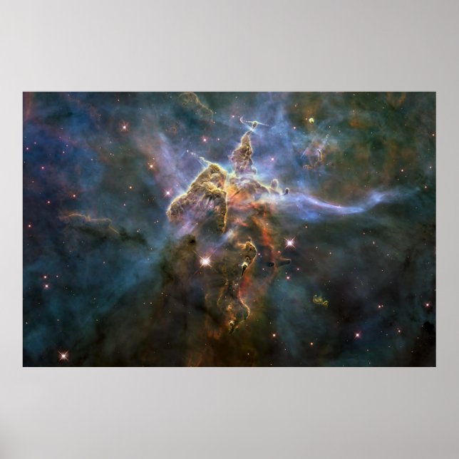 Poster Montanha Mística no Espaço Hubble na Nebulosa Cari (Frente)