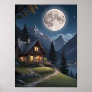 Poster Montanha Moonlit Retreat