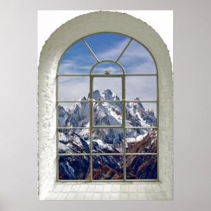 Póster Montanha - Picos Ver Janela Falsa Curvada