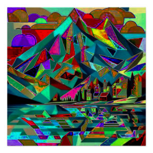 Póster Montanha refletida no fiorde
