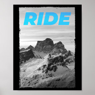 Poster Montanha Ride Snowboard Esquiando Snowboard Esqui