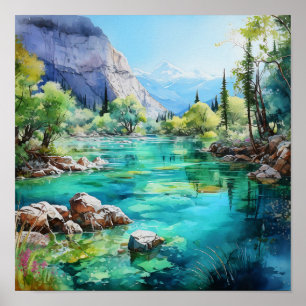 Poster Montanha - Rio Vivid Cores Aquáticas