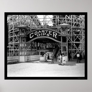 Póster Montanha russa no parque 1928 do eco do vale