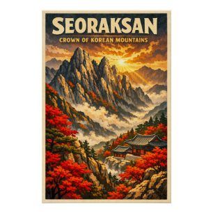 Póster Montanha Seoraksan, Coreia do Sul, em um clássico 