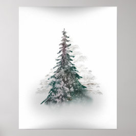Poster Montanha Snowy com Árvore Solitária